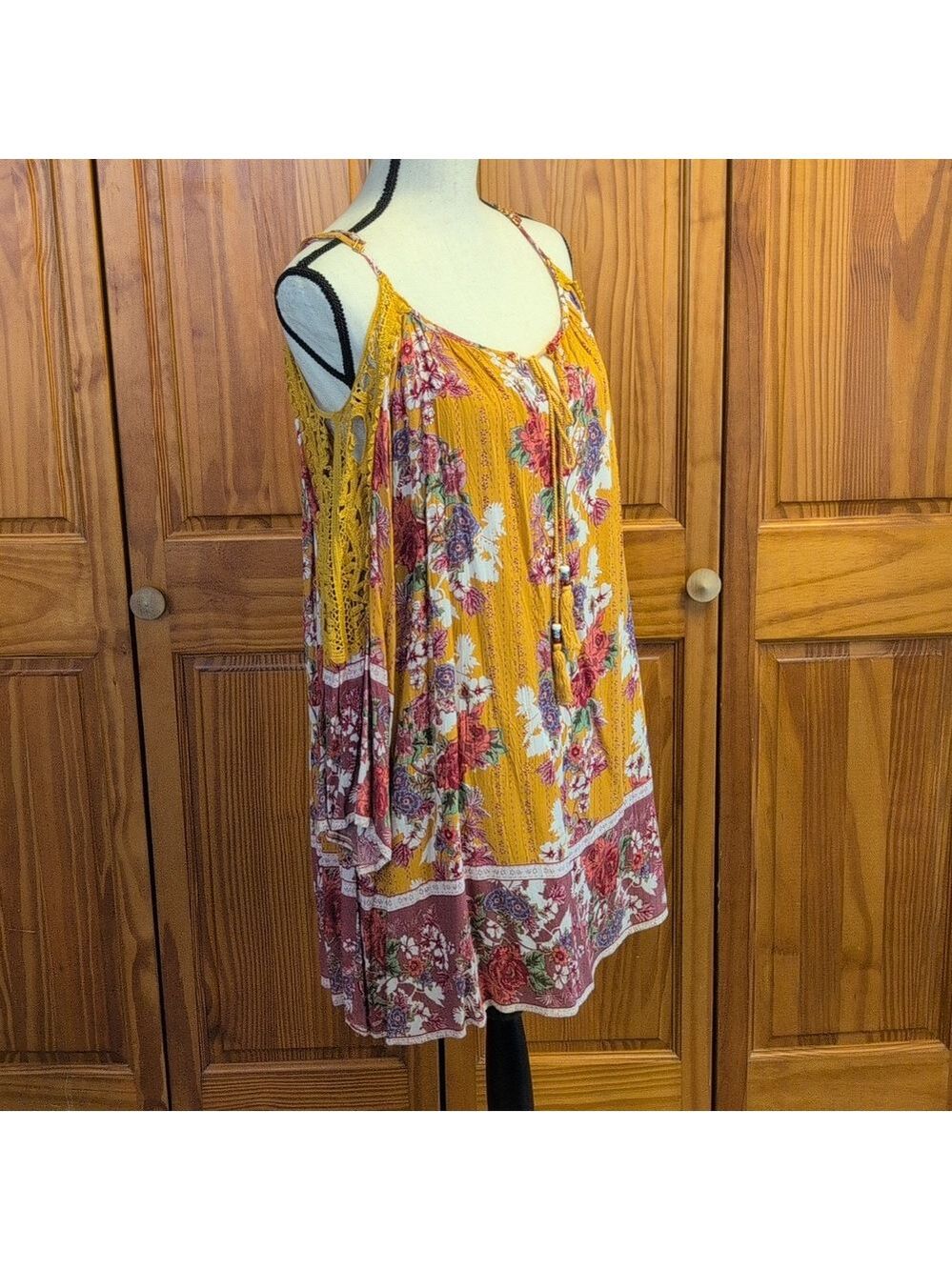 Angie Cold Shoulder Spaghetti Strap Blouse Mini Dress L